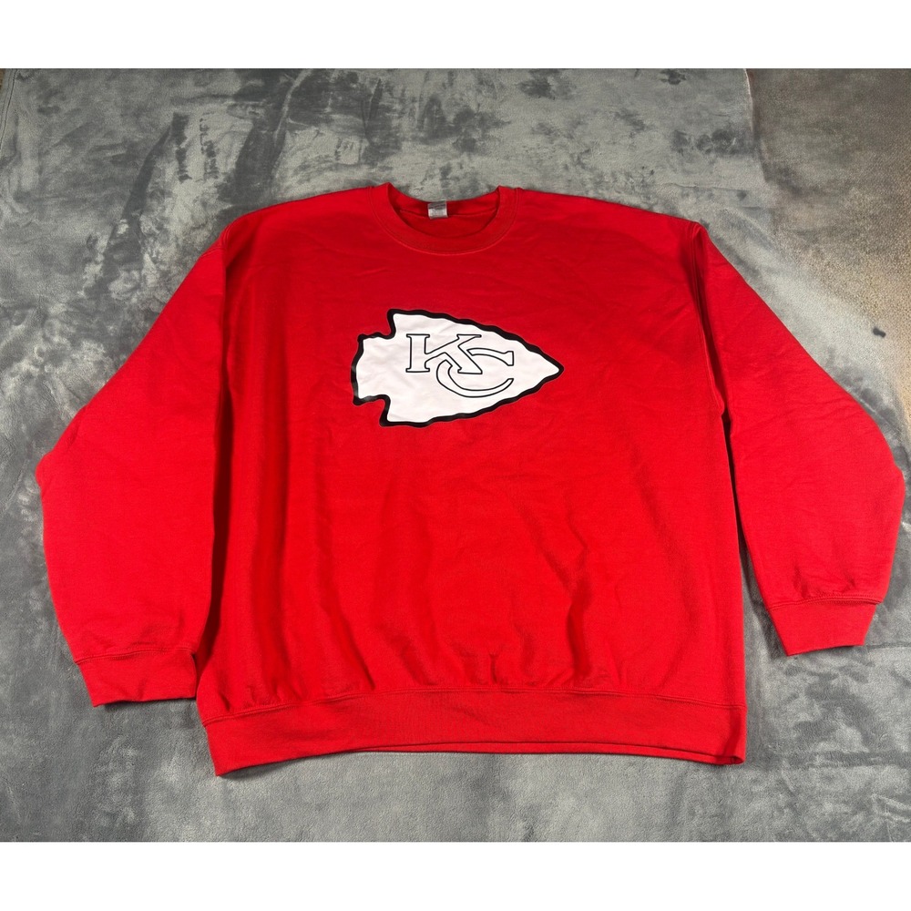 Gildan Mens Kansas City Chiefs Crewneck Sweatshirt 2XL Red Arrowhead Logo